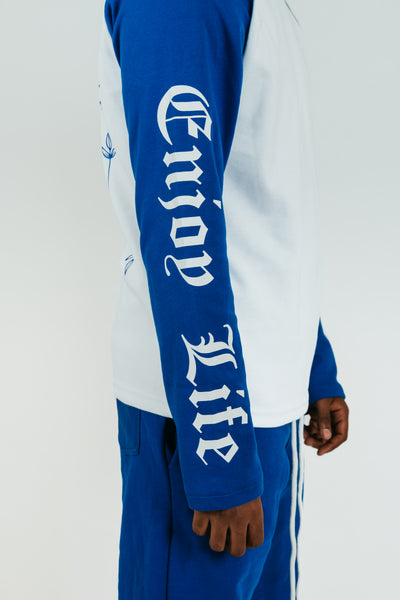 TRACKSUIT LONG SLEEVE & PANT BLUE & WHITE